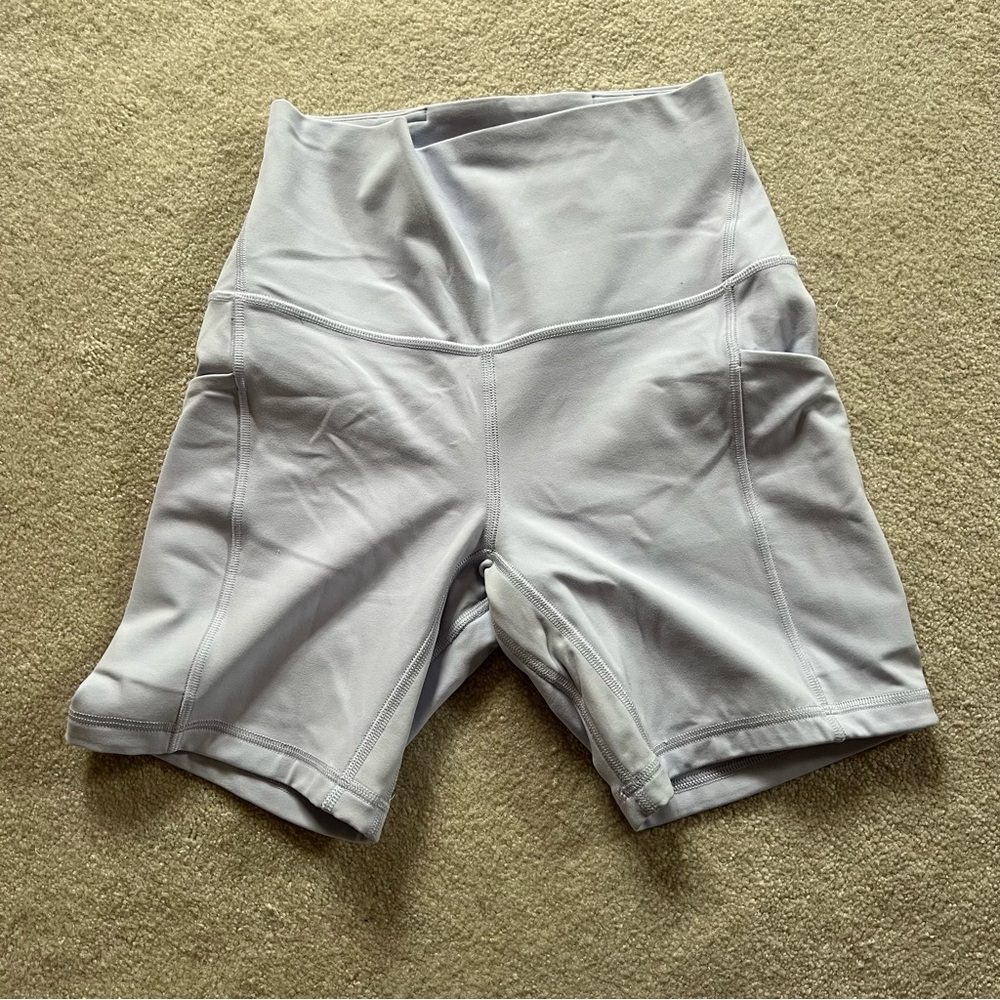 lululemon light purple biker shorts